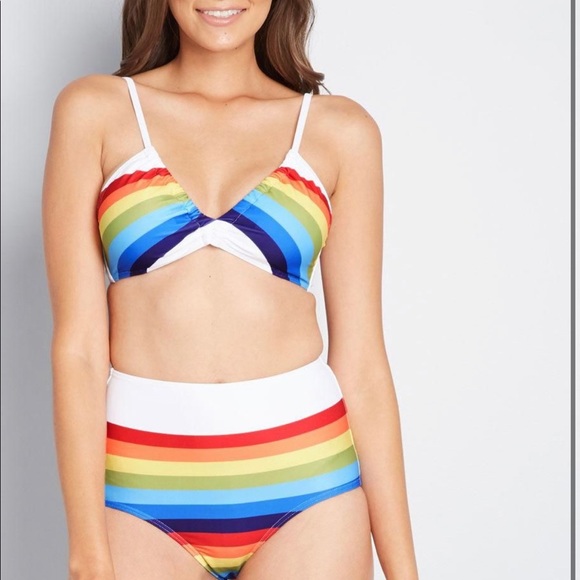 Modcloth Other - NWOT ModCloth Sara rainbow bikini top